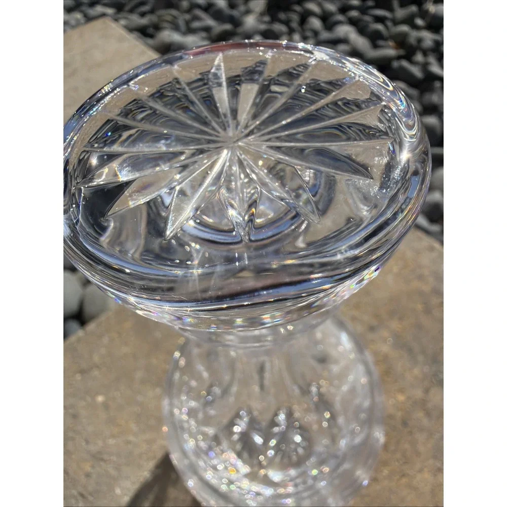 Fine Atlantis Cut Crystal Decanter Faceted w/ Cut Stopper Signed -‎ 10 1/4